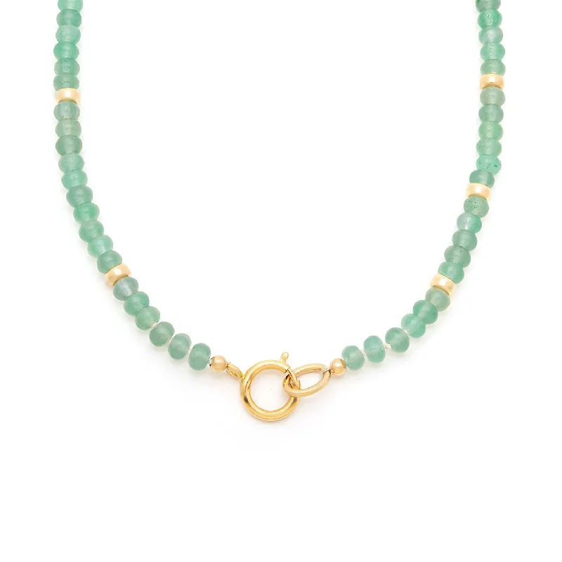 Silver Oval Necklace-Gemstone Necklace | Jade