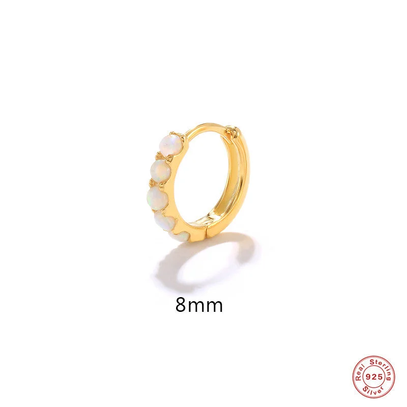 Single Golden-8mm White Opal