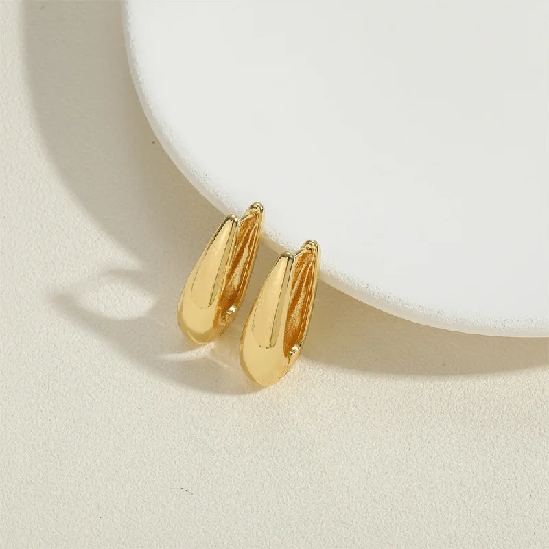 14K Real Gold Glossy U-Shaped