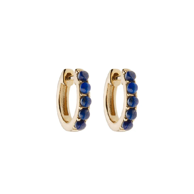 Silver Chandelier Earrings-Lapis Huggie Earring