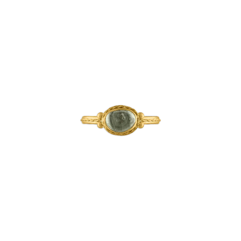 Custom Nameplate Ring-Green Sapphire Chorda Ring