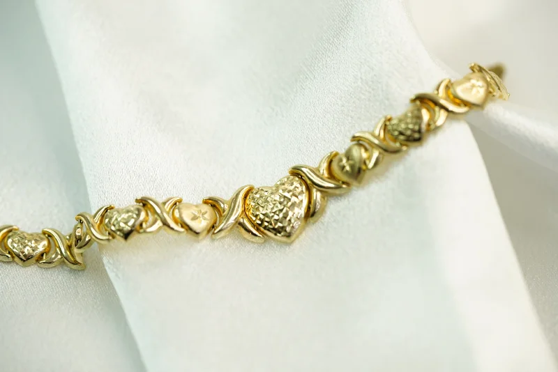 Adjustable Beaded Bracelet-14k Big Heart XO Bracelet