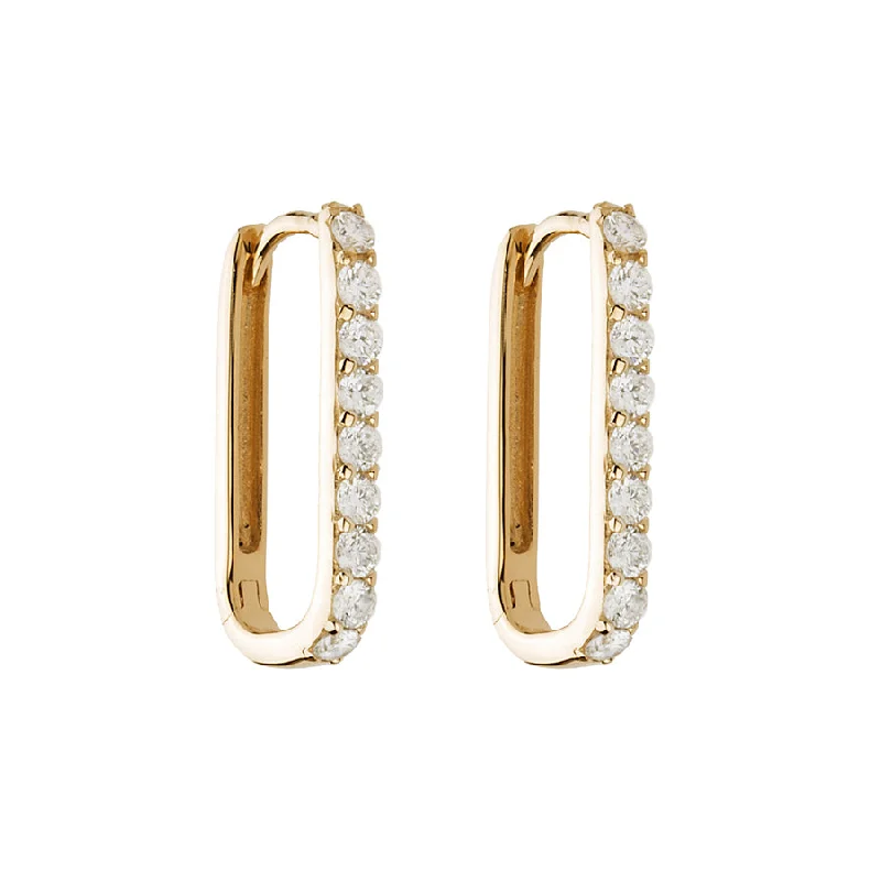 Unique Drop Earrings-Diamond Small Paperclip Hoop Earring