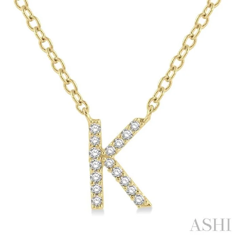 White Gold Necklace-10K Yellow Gold 0.05ctwDiamond Letter "K" Necklace