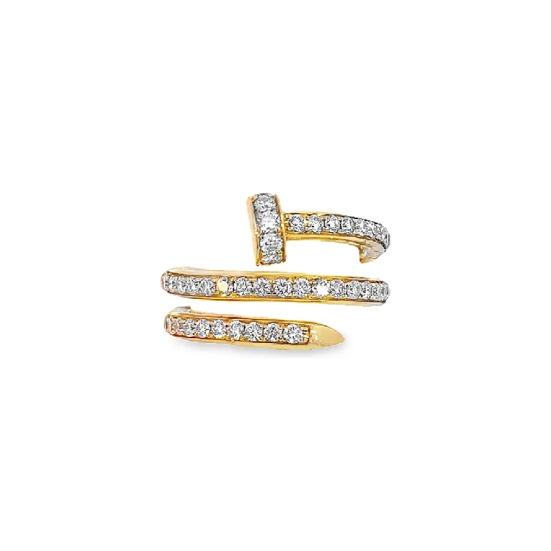 Rose Gold Band Ring-14K Yellow Gold Diamond Nail Fashion Ring