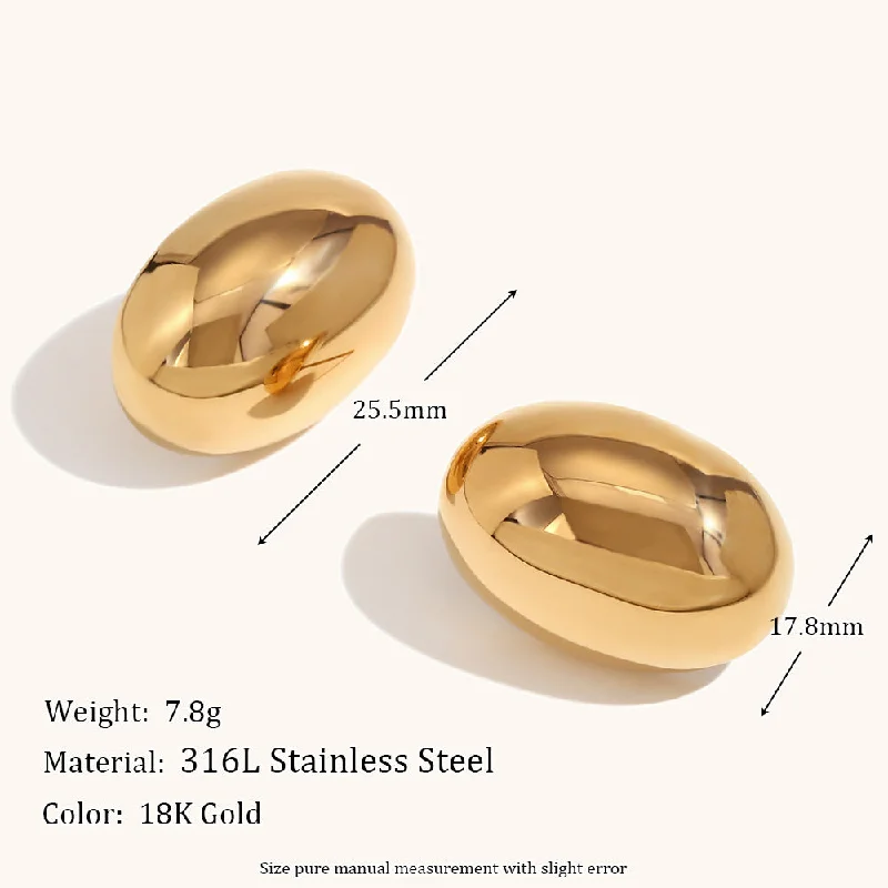 Hollow Oval Earrings-Gold