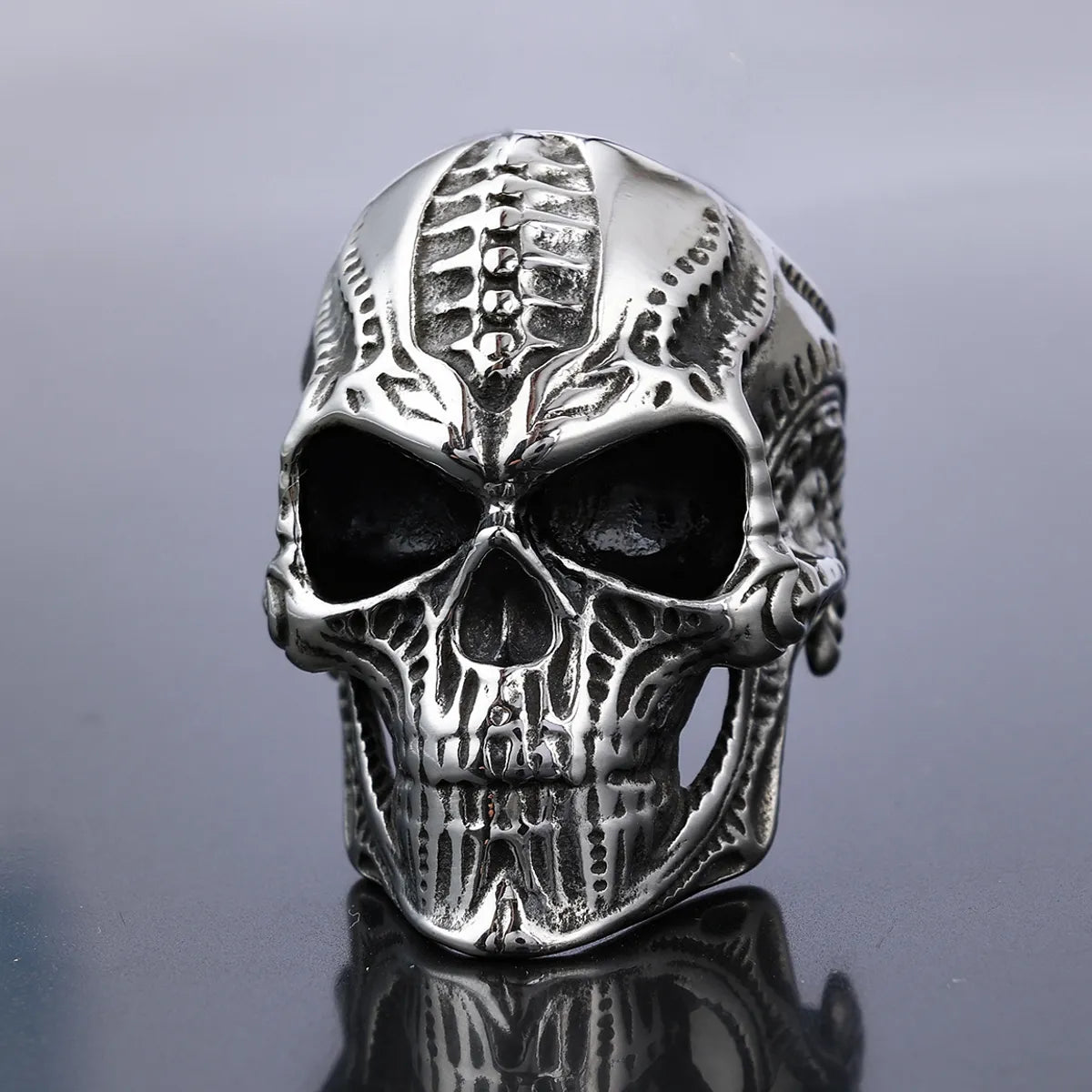 Platinum Wedding Band-Retro Exaggerated Punk Skull 304 Stainless Steel Men'S Rings