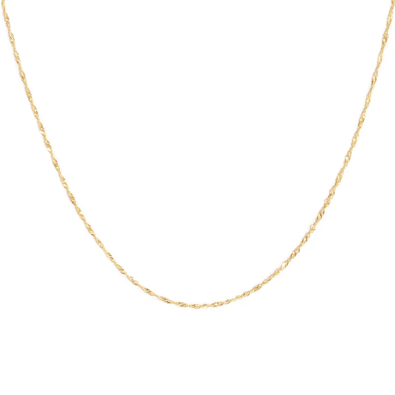 Minimalist Silver Necklace-Singapore Chain Necklace | Solid 14k Gold