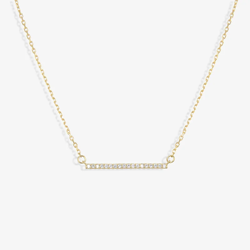 Silver Bar Necklace-Alicia Pavé Crystal Bar Pendant Necklace