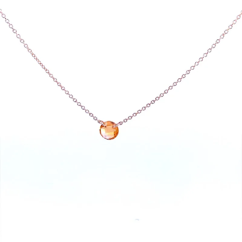 Geometric Pendant Necklace-Gold Filled Round Citrine Solitaire Necklace by Dee Berkley