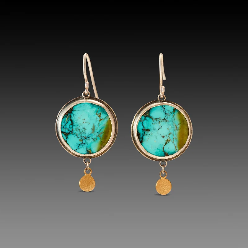 Natural Stone Earrings-Turquoise Earrings with 22k Drops