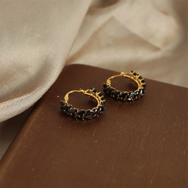 Black Wheat Earrings-2.5x2.6cm