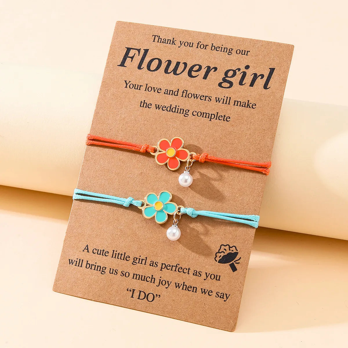 Custom Friendship Bracelet for Best Friend-2 Pieces Fashion Flower Alloy Enamel Inlay Pearl Women's Bracelets