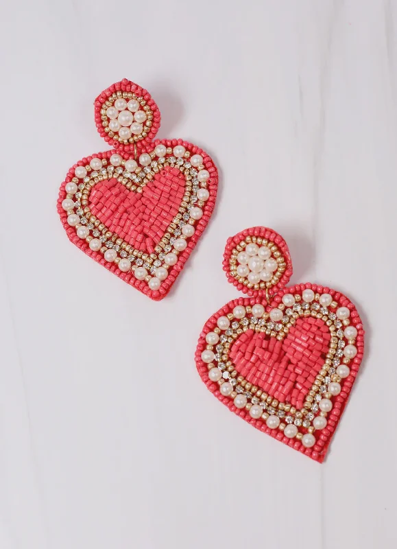 Simple Hoop Earrings-Sweetheart Embellished Earring