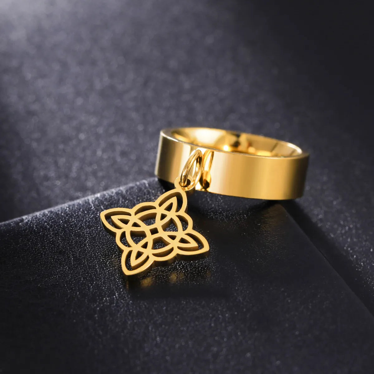 Classic Wedding Band Set-Wholesale Simple Style Witch Knot Solid Color Titanium Steel Plating Rings