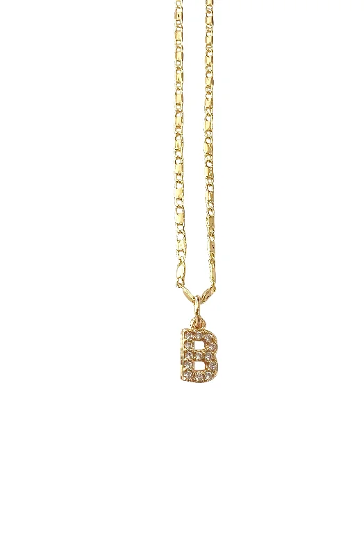 Custom Gold Necklace-Pave Initial Necklace