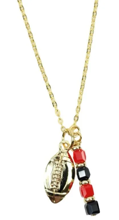 Cute Heart Necklace-The Touchdown Necklace - Black + Red