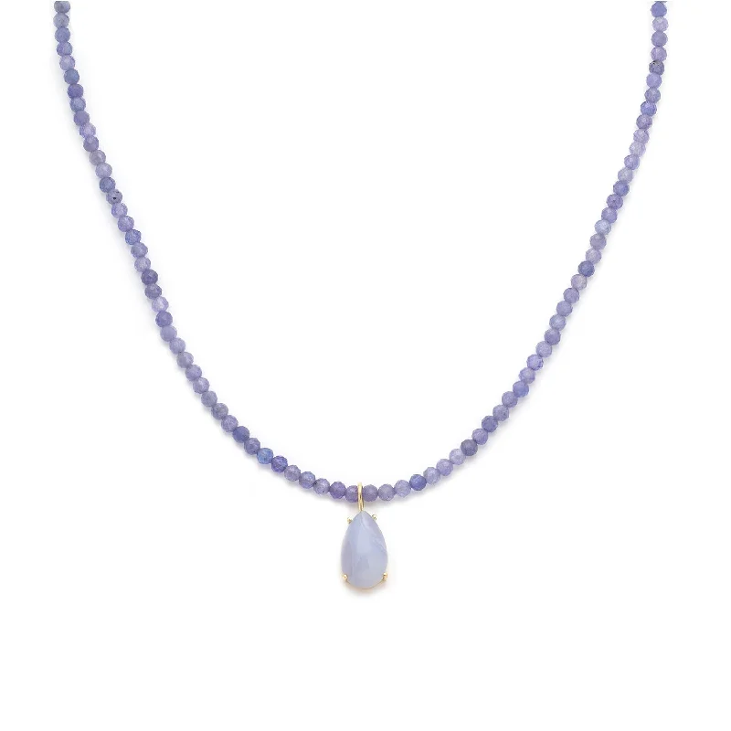 Heart Shaped Necklace-Jacquie Necklace | Tanzanite & Chalcedony