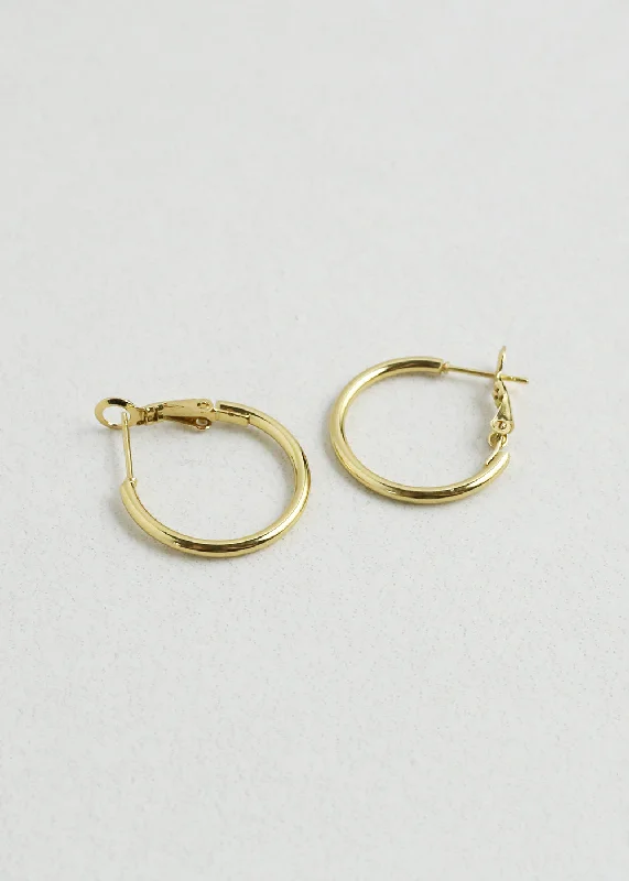 Gold and Pearl Earrings-20mm Stainless Steel Hoop Earrings